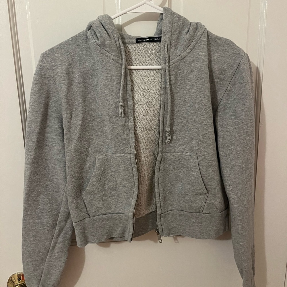 Brandy Melville Cropped Grey Zipup